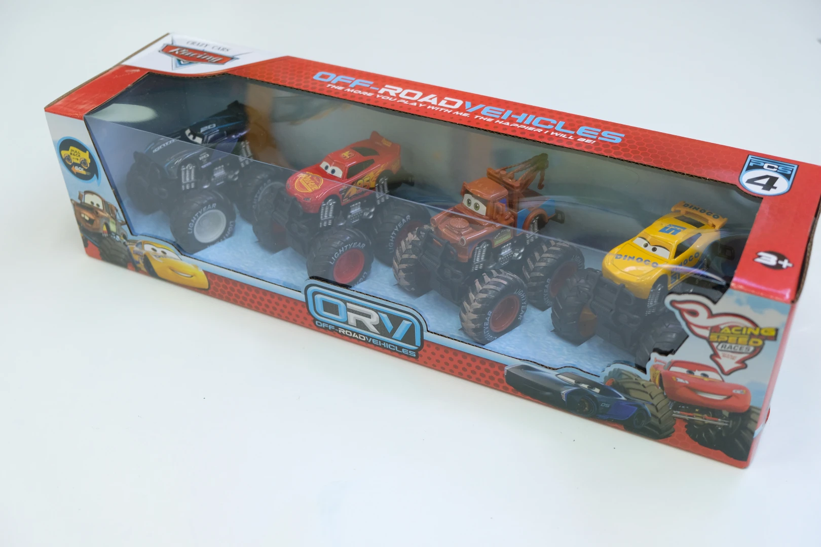 New 4pcs/set Pixar Cars Off Road Vehicle Pullback Cars Lightning Mcqueen Alloy/plastic Car Model Set Toys For Kids Boys Gifts