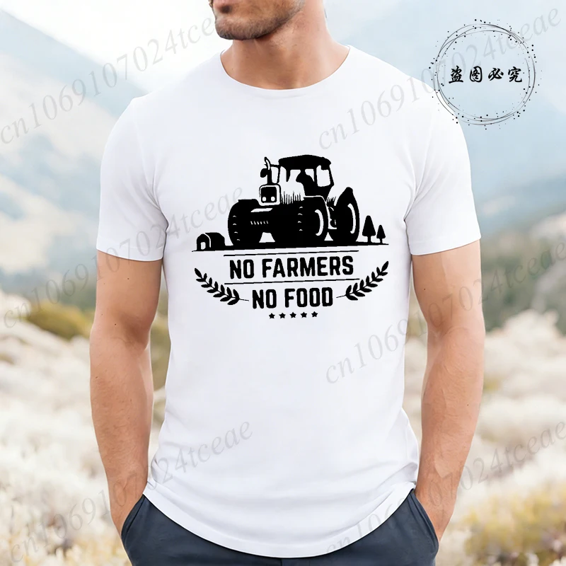 Vintage T-Shirt for Women Men Clothing Funny NO FARMERS NO FOOD Tee Shirts Clothes Street Fashion Graphic T Shirts Clothing
