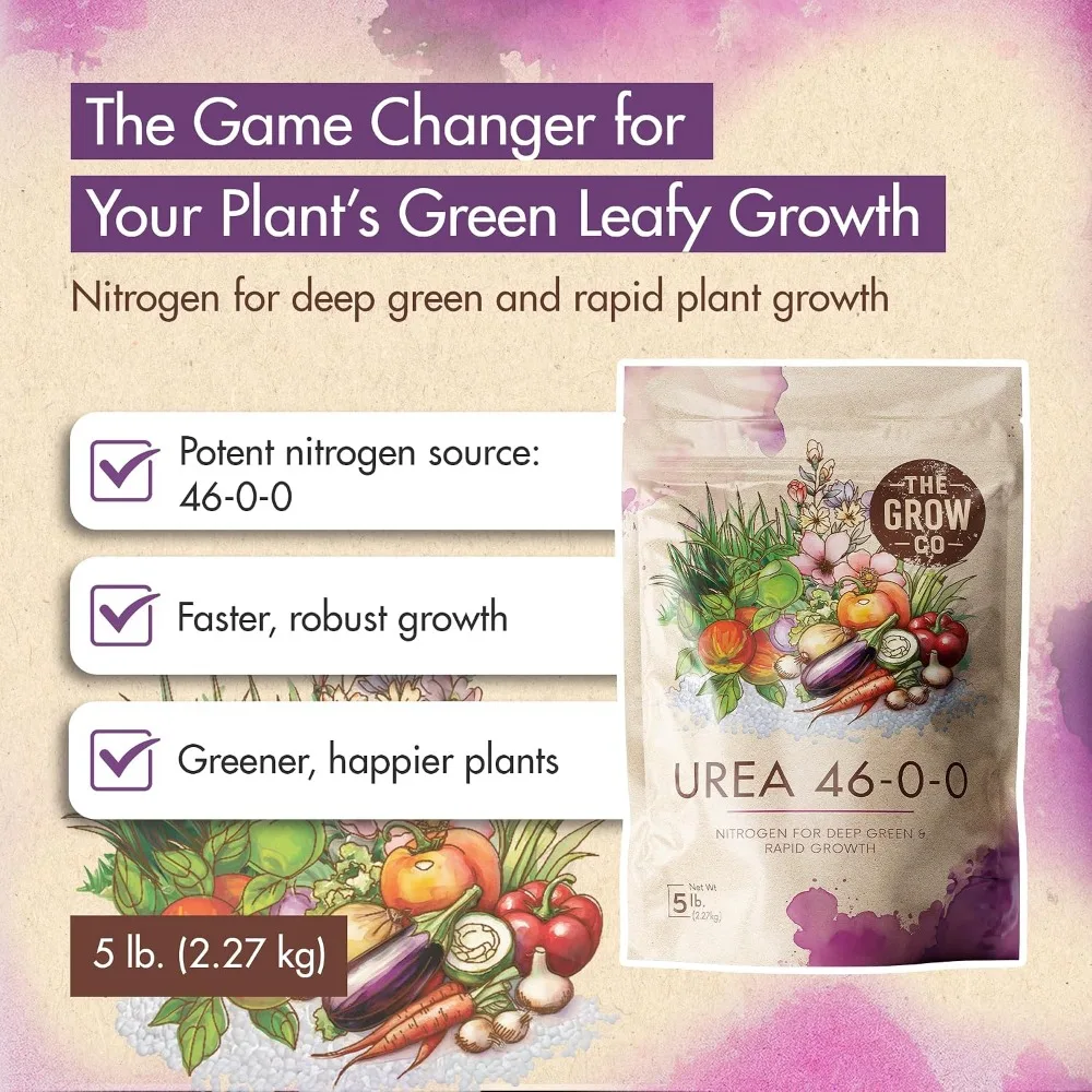46-0-0 Urea Fertilizer, High Nitrogen for Grass, Veggies, Fruits, Flowers - Greener Growth