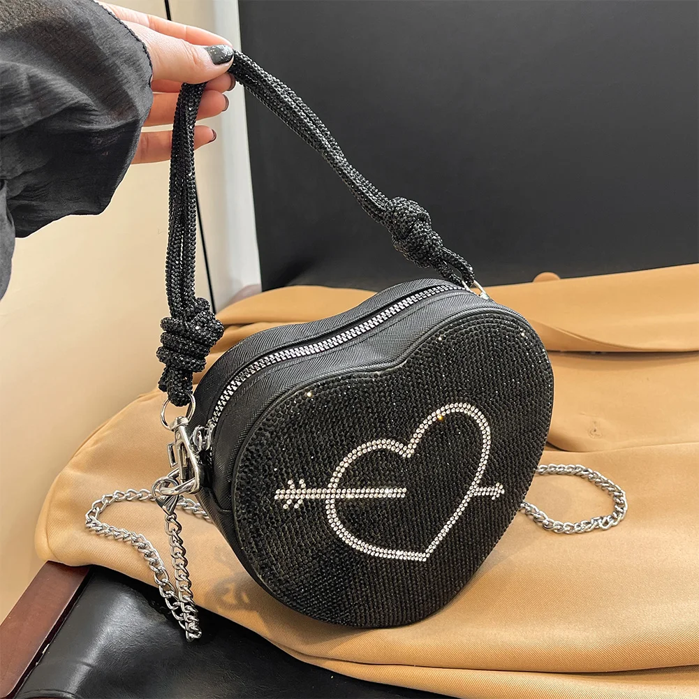 محفظة كتف للنساء على شكل قلب من جلد البولي يوريثان مع جيب داخلي وحقيبة كروس ومحفظة للعمل والسفر #3