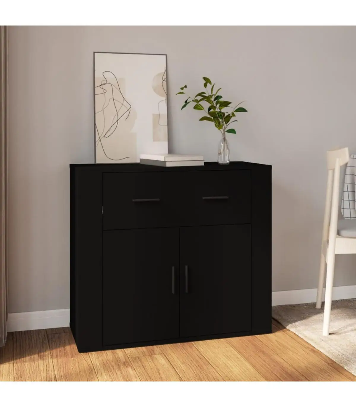 80x33x70 cm black plywood sideboard