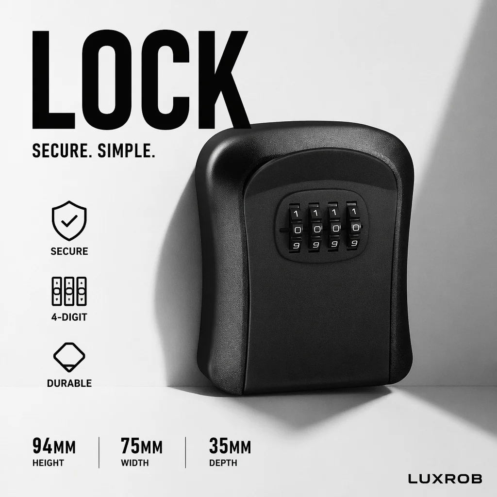 壁掛け防水キー収納ボックス厚みのあるABS盗難防止4桁ロック - Lockbox Key Secure のレビューと価格