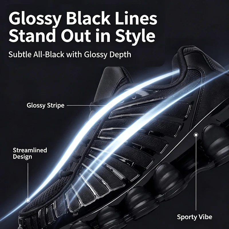 Men Black Running Shoes Thick Sole Cushion Sneakers Breathable Mesh Anti Slip Heel Support Sport for Daily Walking Commute