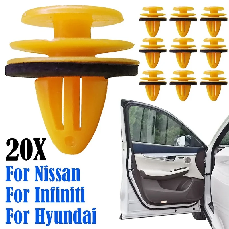 20Pcs Door Trim Panel Retainer Clips Fastener Hole Rivets for Hyundai Accent Nissan Qashqai J10 Infiniti Car-styling Accessories