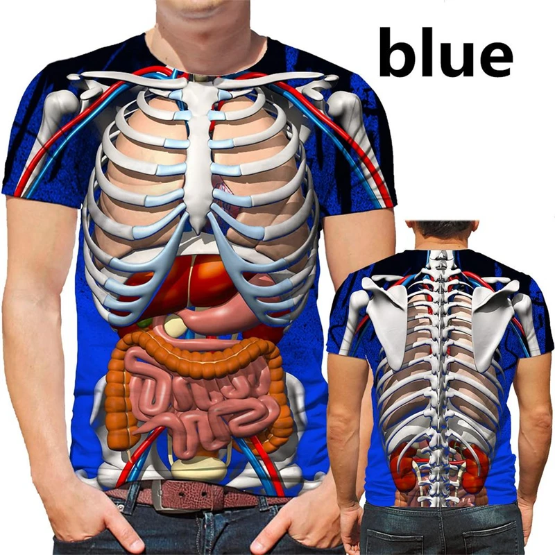 Internal Organs Graphic Personality T-shirt For Men's Clothing Short Sleeve T Shirts Full Print Doctor Teaching Example Tee Top