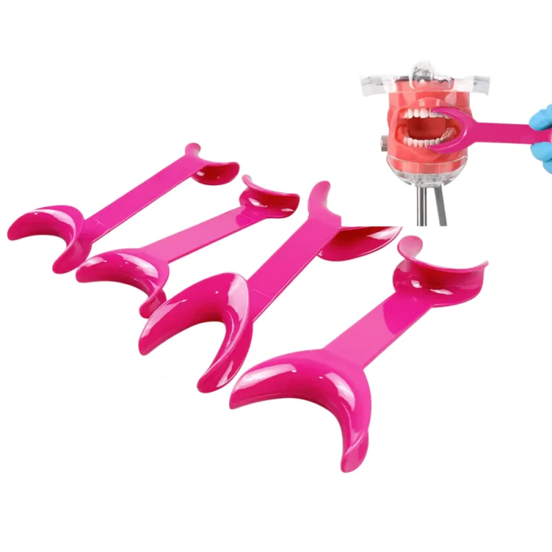4pcs Reusable Double Head Dental Mouth Opener Pink T-Shape Autoclavable Retractor Intraoral Cheek Lip Dental Orthodontic Tool