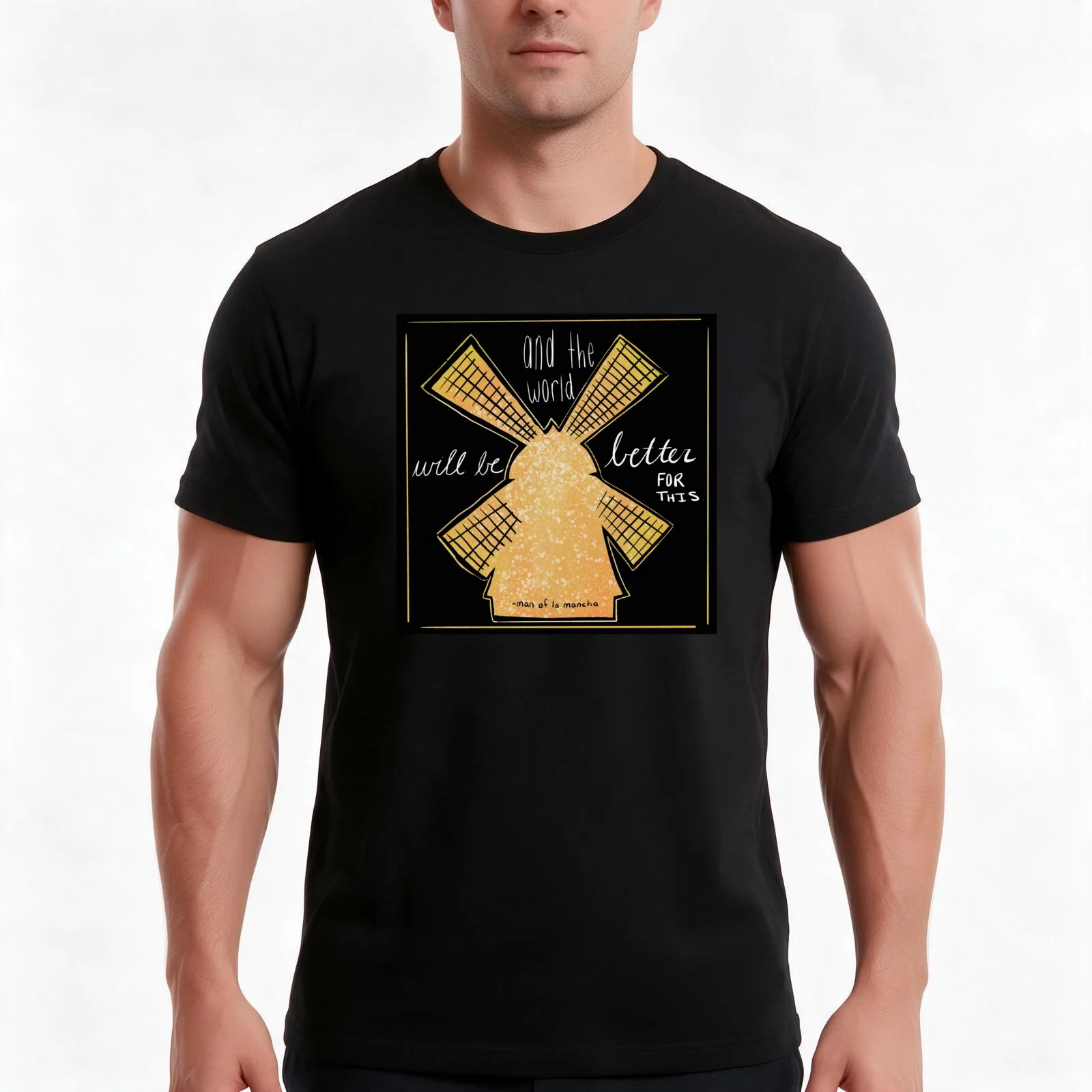 Man of La Mancha T-Shirt, Summer Casual Cotton Tee, Oversized Streetwear Tops, Vintage Graphic Print, Loose Fit Short Sleeve