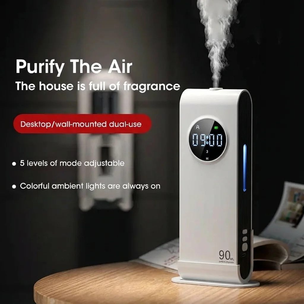 

Настенный аромадиффузор для домашней ароматерапии с датчиком движения, функцией дезодорации воздуха и световым датчиком-часами