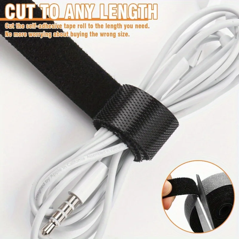 1-50m Kabel-Organizer USB-Kabelbinder Schreibtisch-Computer-Management-Band Kabelbinder Kopfhörer-Kabelhalter Kabelwickler Telefonhaken und Klettverschluss – Detail 9