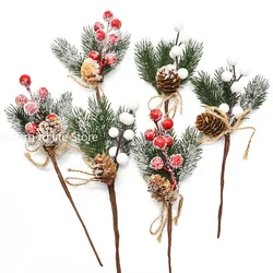 1PCS Christmas Berry Artificial Pine Cone Christmas Garland Decoration Fake Flower Pine Tree Branch DIY Home Party Wedding Decor
