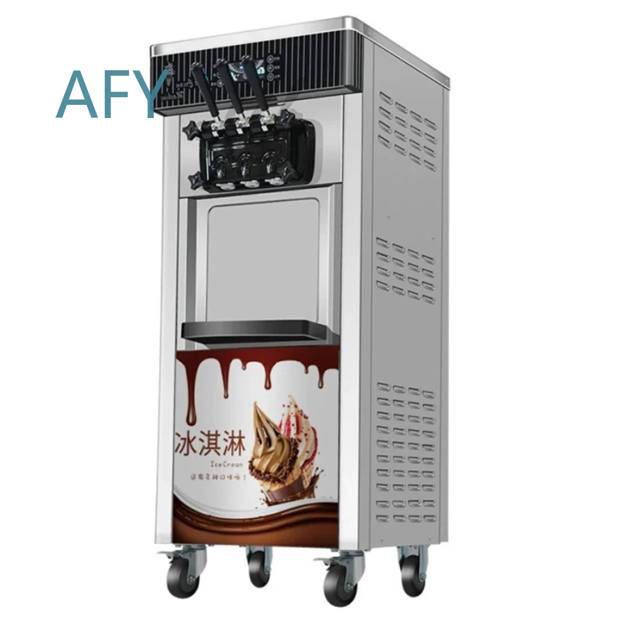 Soft Ice Cream Machine for Commercial Use Fully Automatic Stainless Steel 220V 110V Vertical Sundae Maker Refrigeration