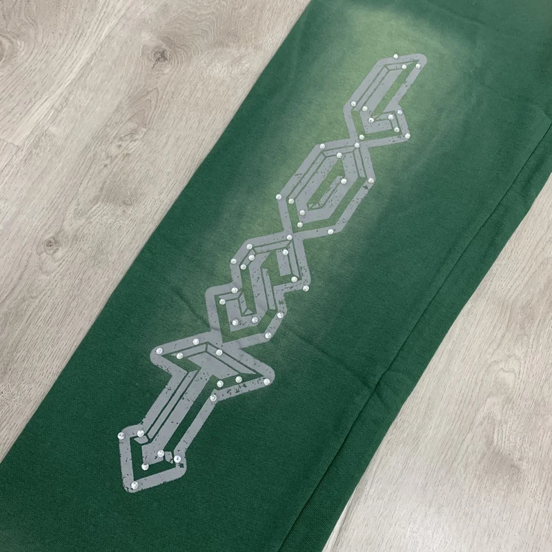 الأوروبية الأمريكية الشارع الشهير فقدت المعقدة السراويل الخريف الشتاء تفعل القديم غسلها الساخن الماس المفقودة Sweatpants معقدة #3