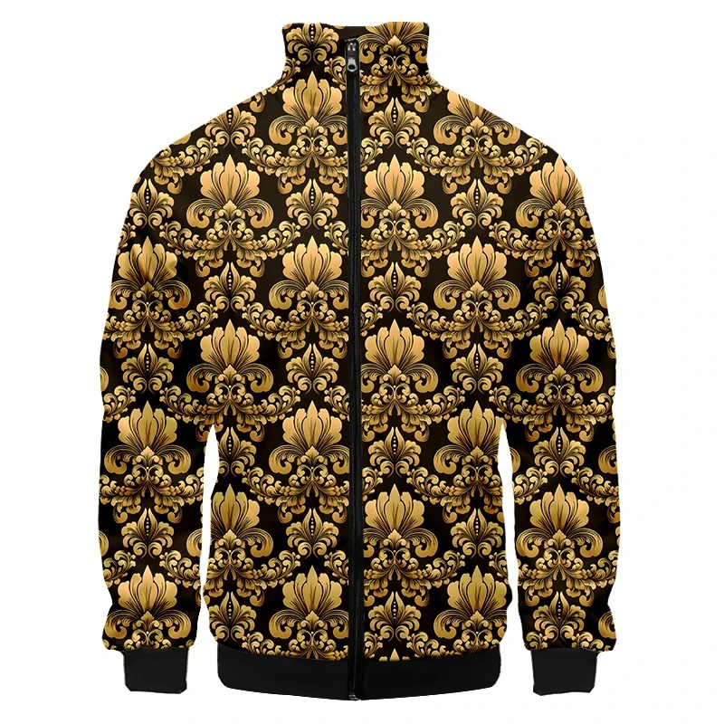 New Luxury Golden Pattern MenWomen's Jacket Bomber Men's Jacket Women Pockets Zipper Long Sleeve Coat Top Spring Clothes Jackets