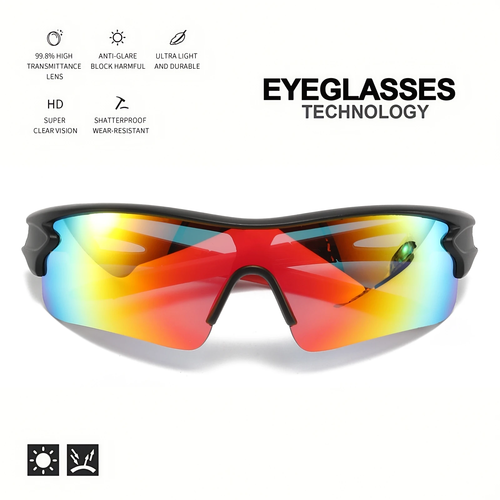 Classic Sports Sunglasses with One-Piece Wraparound UV400 Lens - Unisex Comfort Fit for Cycling, Running, Hiking & Outdoor image 4