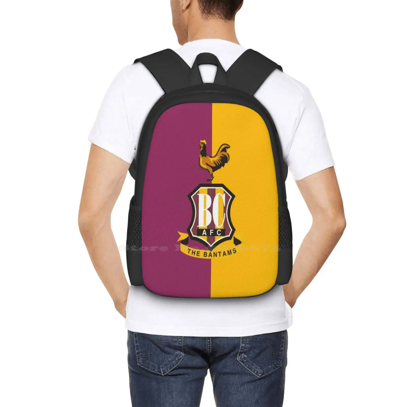 Mochila de la ciudad de Bradford, bolsos de moda, Bantams, Amber, Claret, Valley, Parade, Bulls, Park, ans, Logo Crest, gran oferta