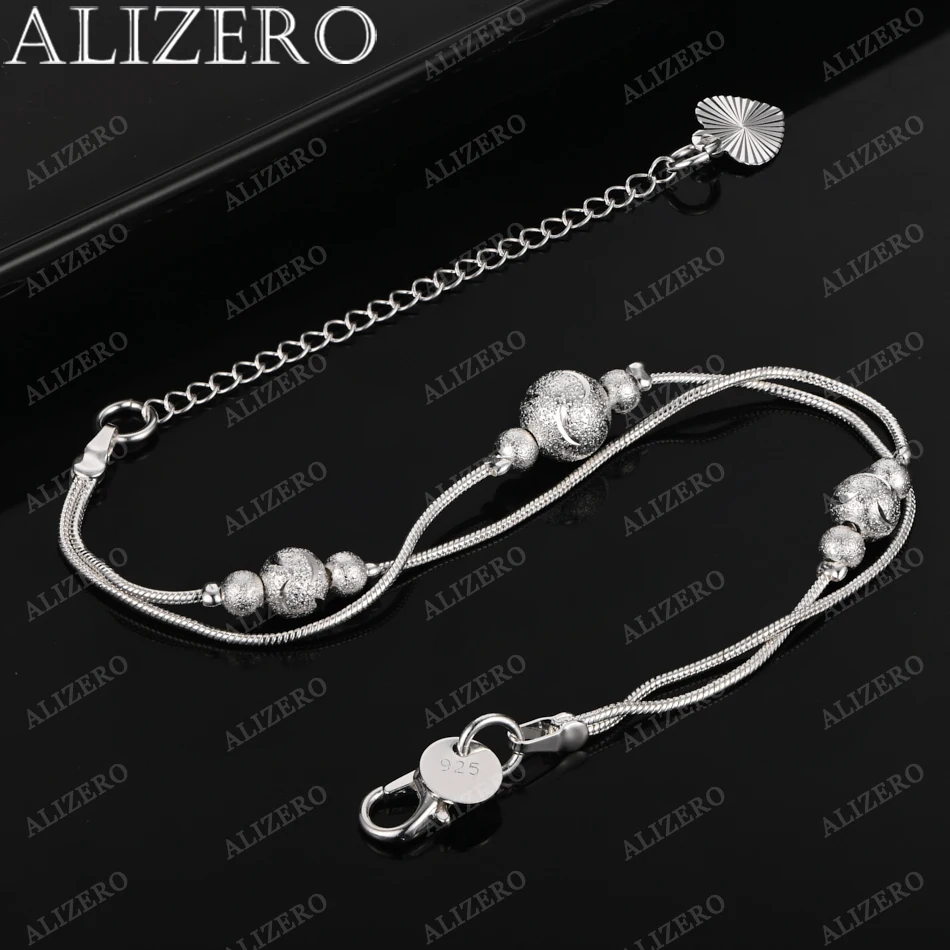 

ALIZERO 925 Sterling Silver Bracelet Lucky Beads Chain Bracelets for Women Fashion Wedding Party Fine Jewelry Gifts