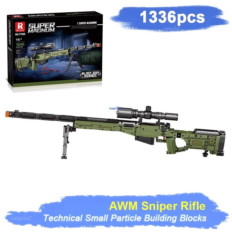 

77026 Magnum AWM Sniper Rifle Model 1336Pcs Military Weapons Series DIY Toys Building Blocks Boy Christmas Gift