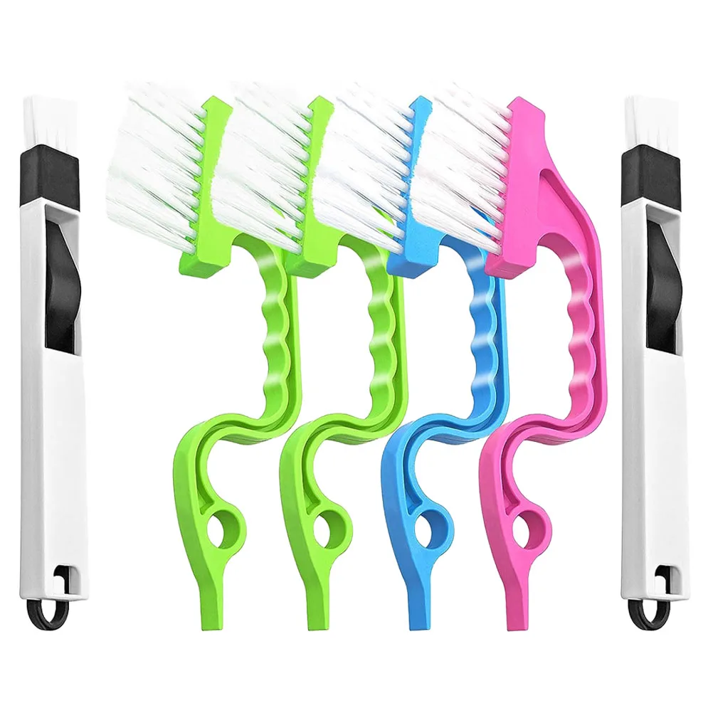

6pcs Groove Cleaning Brush Set Small Ergonomic Household Scrubber Black Blue Green Red Colors Window Frame Stove Countertop