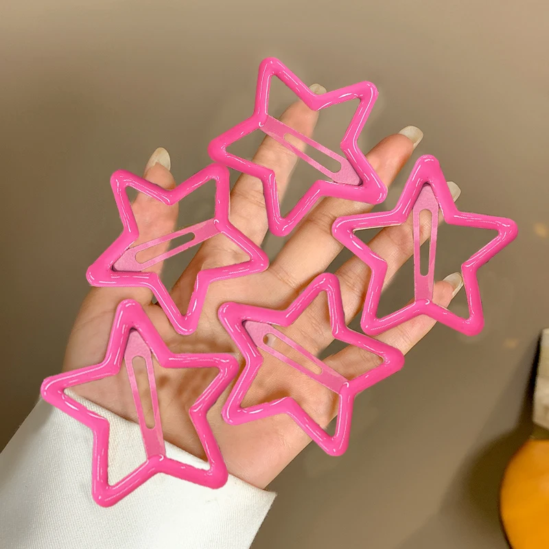 AWAYTR 5 Stück ausgehöhlte Stern-Haarspangen, Stern-Druckknopf-Haarnadeln, süße Kopfbedeckung, Haarspangen, Haar-Accessoires für Mädchen, Dropship
