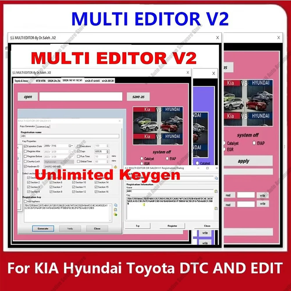 2024 MULTI EDITOR V2 free Keygen REMOVER for KIA HYUNDAI EDITOR TOYOTA EDIT Multi Editor Tool