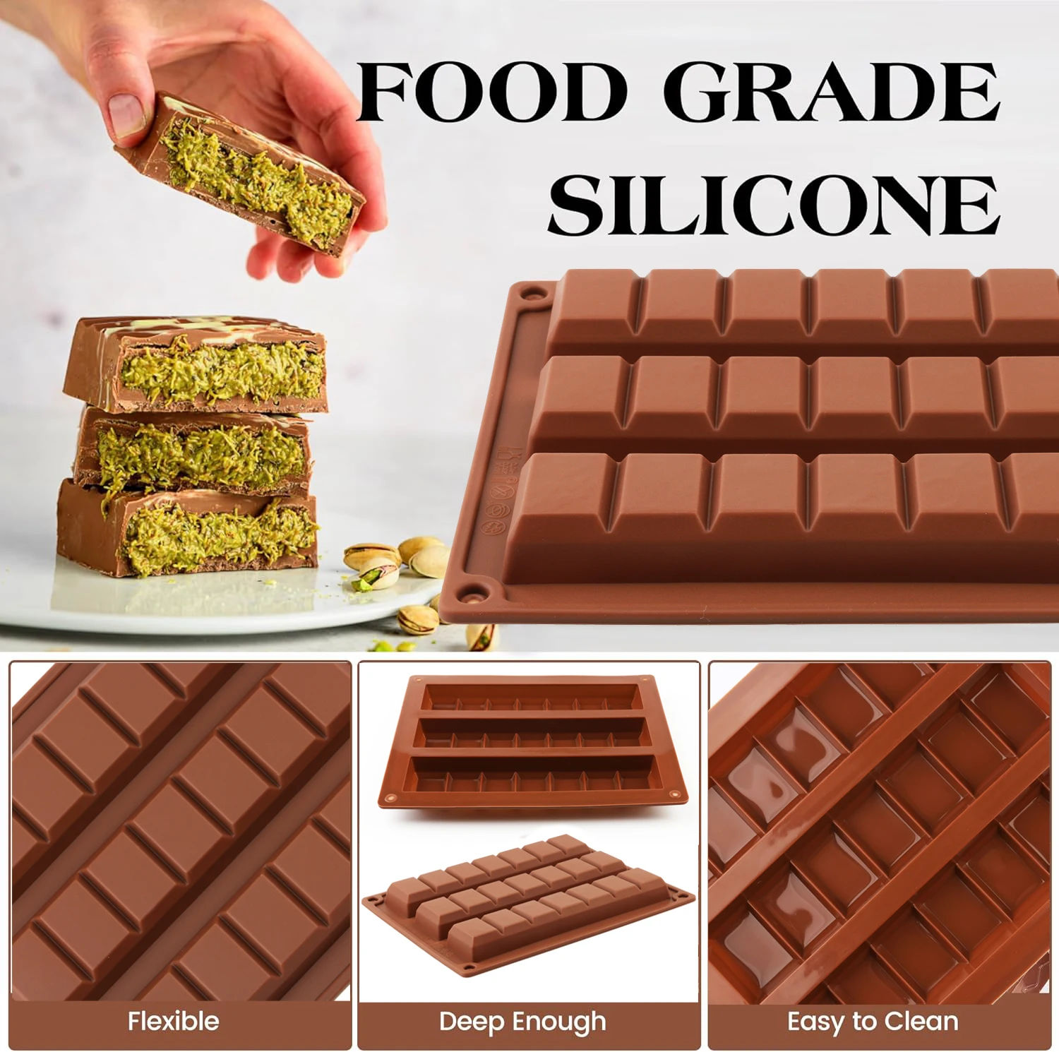 1個入りシリコン製ドバイブロックチョコレート型、深さ0.8イ - Kitchen Baking Molds のレビューと価格