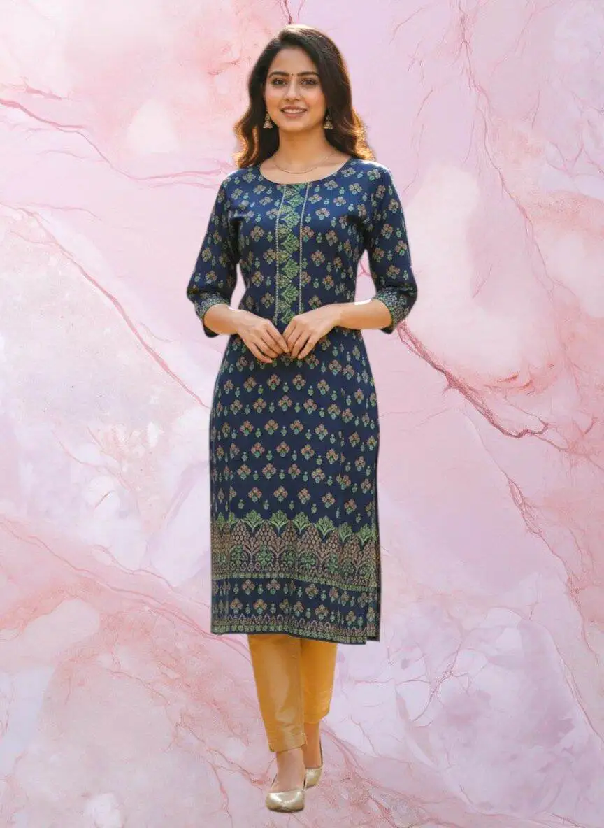 2026 Women's kurt fashionable and elegant long sleeved straight tube casual o-neck peacock pattern new comfortable dress