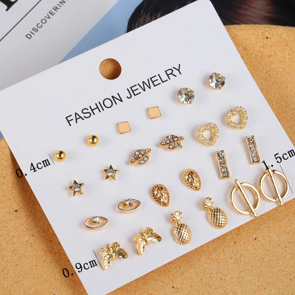 12 Pairs Fashion Selling Suits Stud Earrings Contracted 12 Woolly Flowers Stud Earrings Earrings Suit Earrings