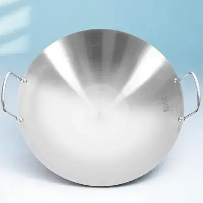 

1Pcs Premium Stainless Steel Binaural Wok Excellent Heat Resistance Easy to Clean Multi-Functional Home Cooking Pot Kitchen