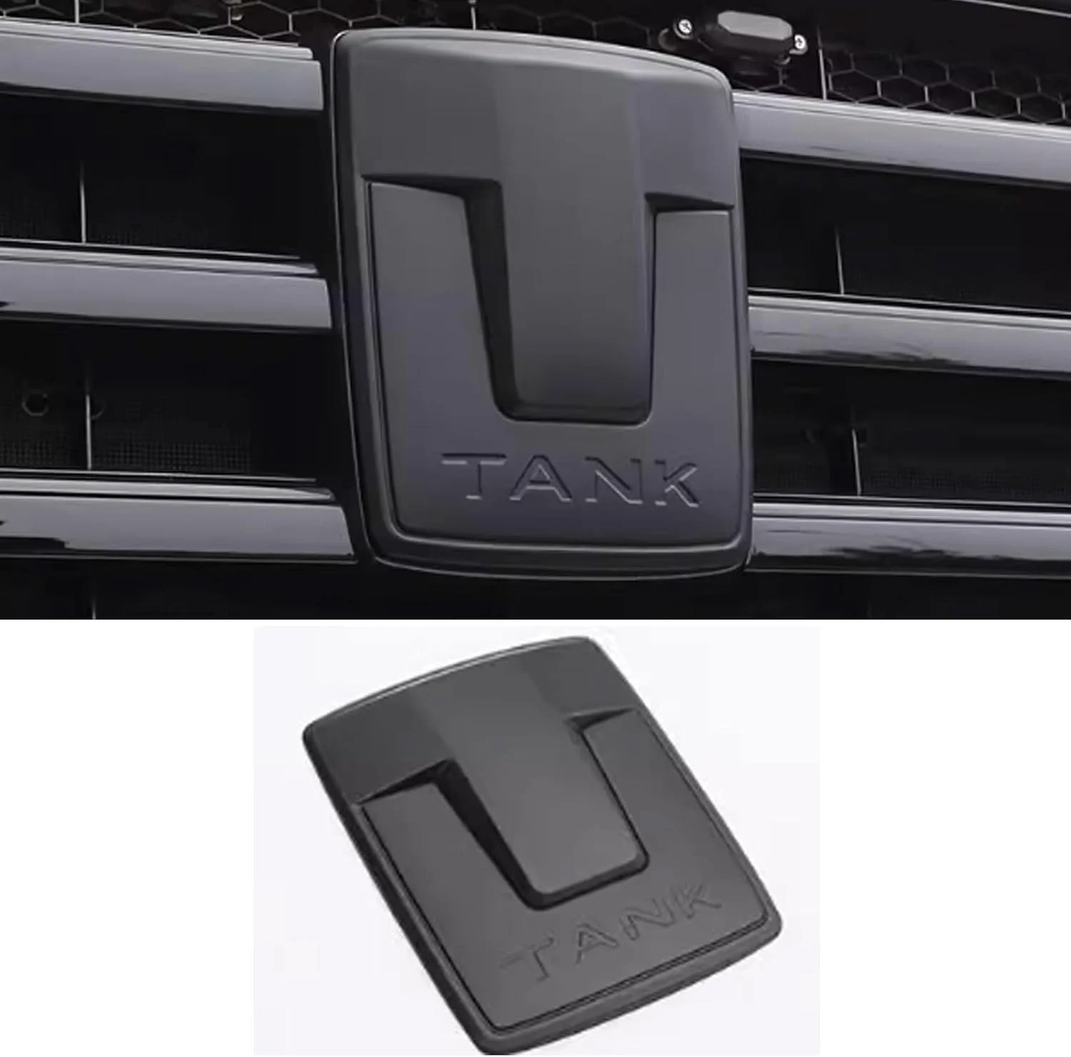Tank 300 Front Logo Cover ABS Accessory, Sporty Black Finish, Scratch Protection, Perfect Fit for Tank 300, Car Accessories