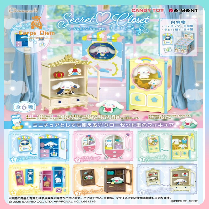 Figura Original Re-Ment Cinnamoroll, armario secreto Sanrio, caja ciega, escena en miniatura, juguete de dulces, colección de adornos, regalo para niños