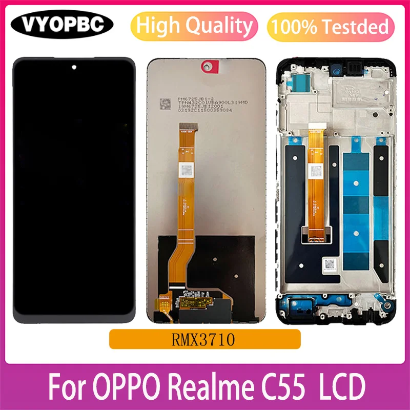 6.72\'\'Pantalla For OPPO Realme C55 Full With Frame RMX3710 LCD Display Touch Screen Digitizer Assembly Replacement Repair Parts