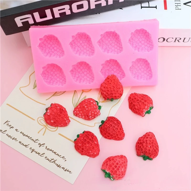 8 Cavity Strawberry Silicone Mold Mini Fondant Cake Decorating Baking Mold Chocolate Candy Resin Plaster Candle Making Mold