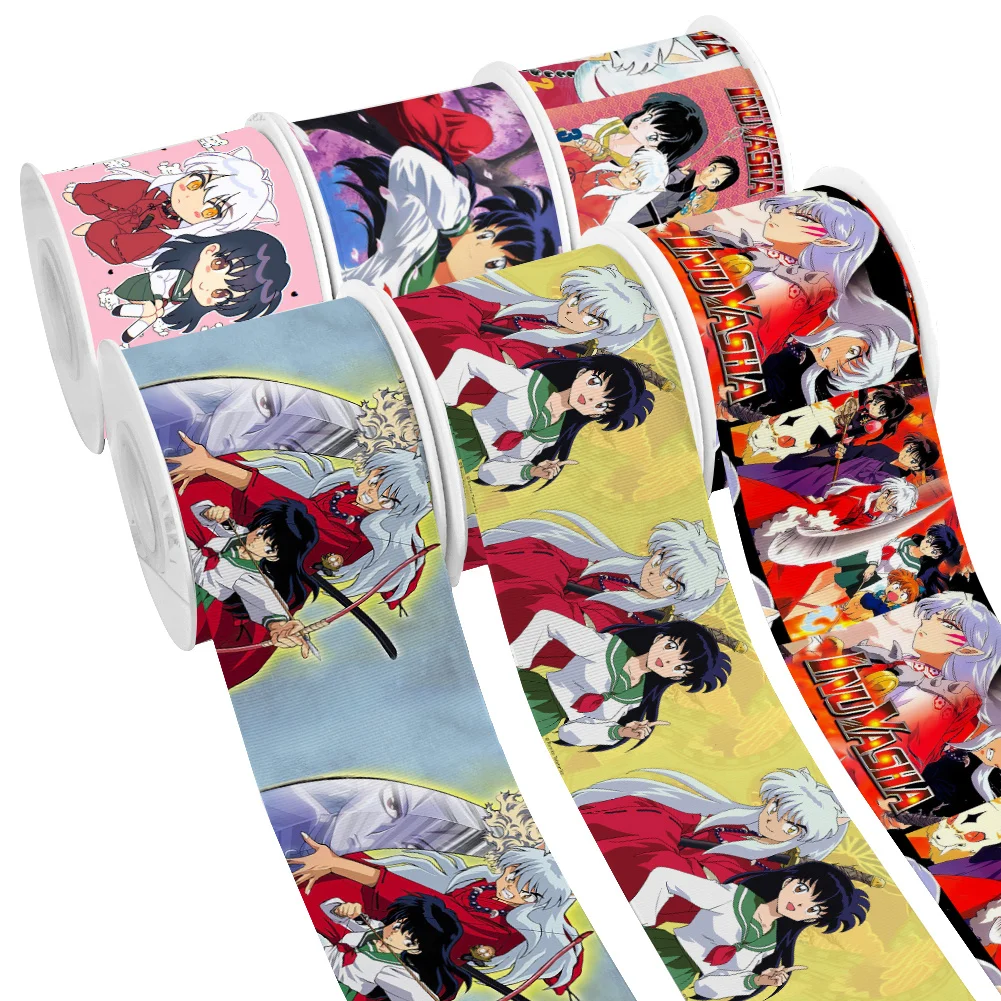 5Y Japanese Anime Inu Printing Grosgrain Ribbon Satin Ribbon for Cheer Bow Girl Hair Bows Party DIY Craft Supplies Gift Wrapping