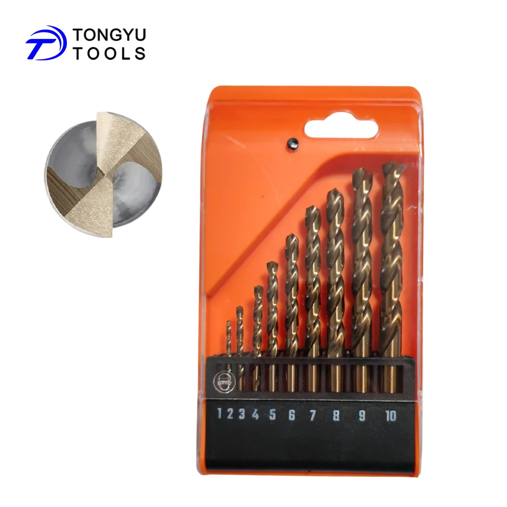 

10 Pcs 1-10mm Cobalt Drill Bit Set, Heavy Duty M35 HSS Co 5% Metric DIN338 Jobber Twist Bit for Stainless Steel Hardened Metal