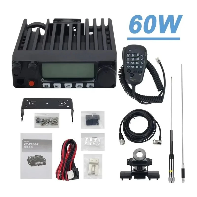 GGDX FT-2980R VHF 136-174MHz FM Transceiver 60W Mobile Radio for YAESU + HH-9000 HF Antenna and Bracket