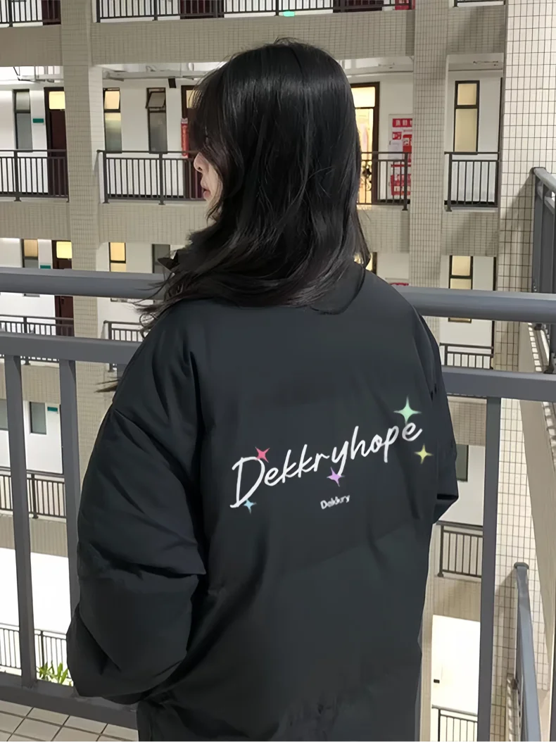 

Parka Harajuku Womens Feathers Insulation Extended Hoodie Turn-Down Collar Double-Pocket Softshell Color-Blocking Sweet Ins Vibe