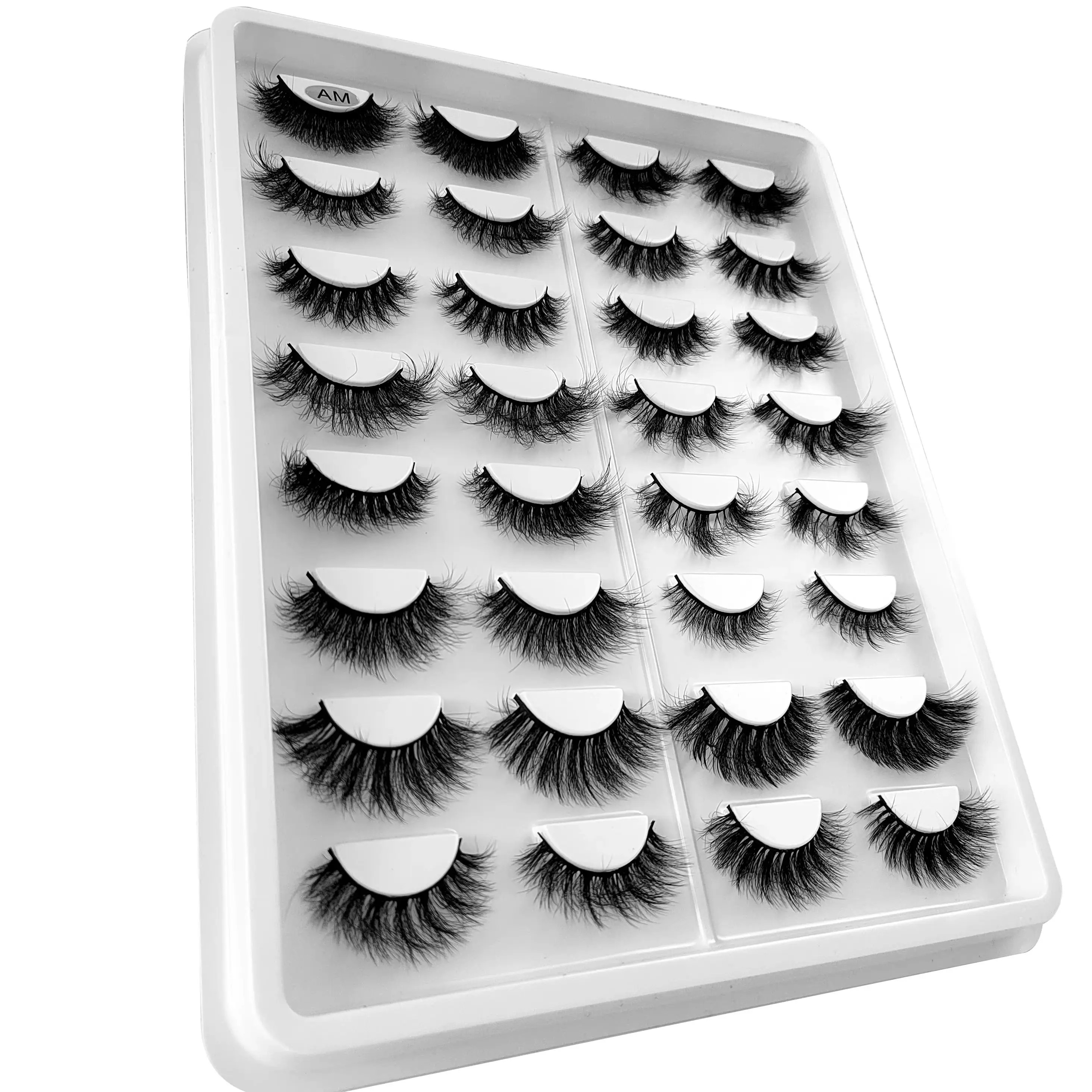 16Pairs3D 메이크업 밍크 속눈썹 8-25mm 가짜 속눈썹 볼륨 자연 푹신한 재사용 가능한 부드러운 속눈썹 확장 3D 밍크 속눈썹 cils