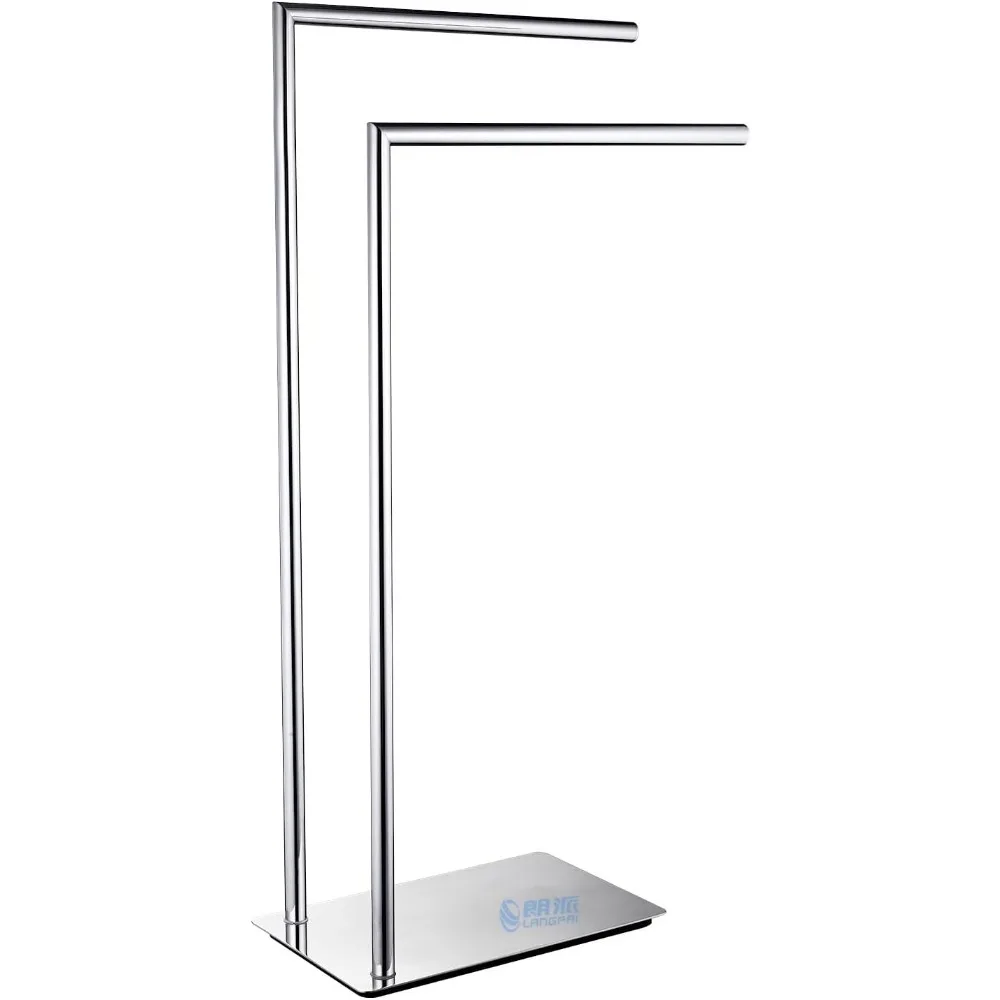

Freestanding Double Towel Racks Bathroom Accessories Towel Holder Stand on Floor Brass Chrome