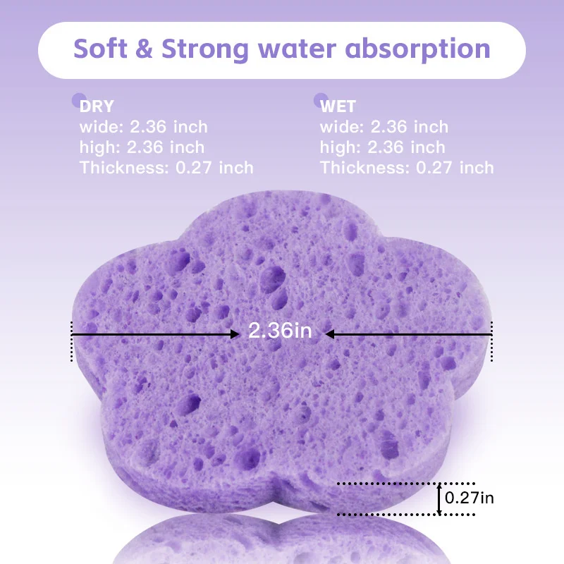 عبوة كبيرة من نفث غسل الوجه على شكل زهرة 6 سم - 10/20/50/100 قطعة من إسفنجات التجميل الرغوية المضغوطة لتنظيف الوجه