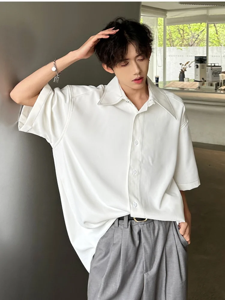 

Premium Feel White irt Men's Summer Thin Loose Iron-Free irt Teenage Haome Top f Sve Outerwear ort Sve