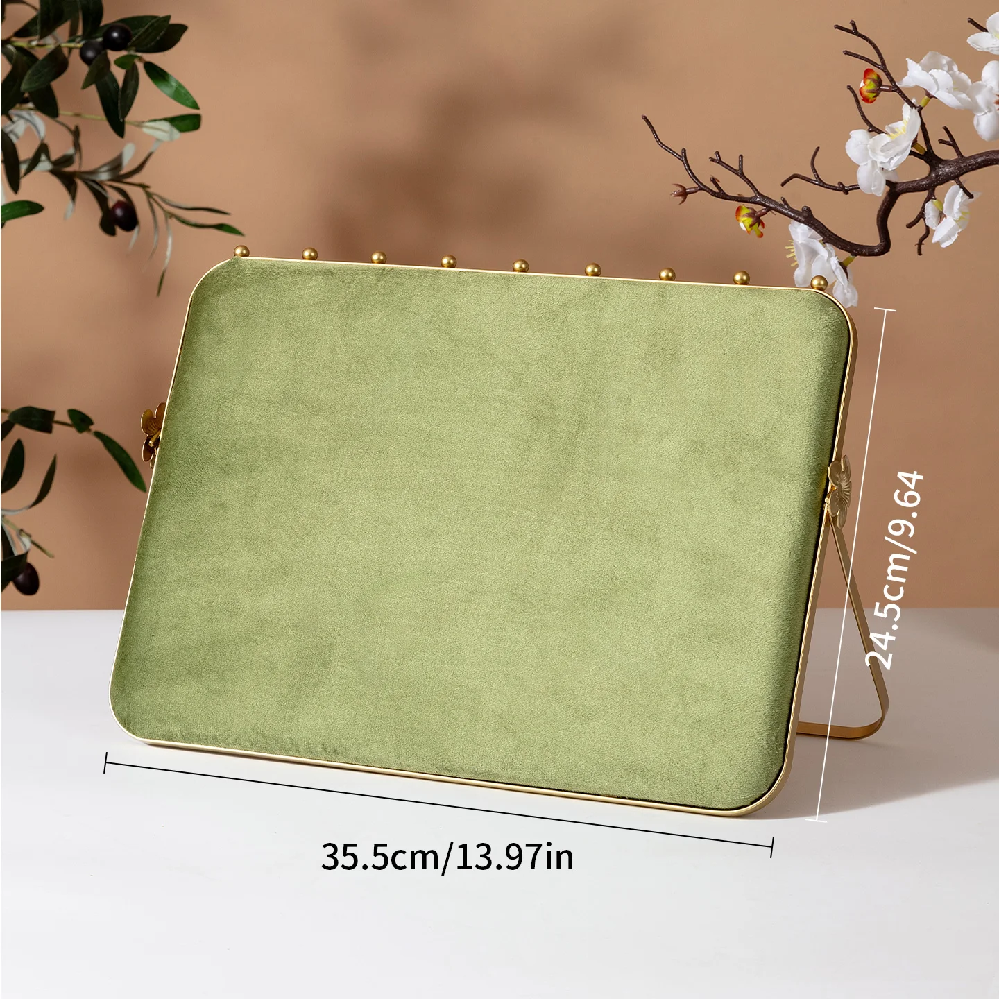 1pc Soft-Cushioned Green Jewelry Holder with Metal Base - Ideal for Vanity Countertop & Boutique Showcase, Store Window Display，