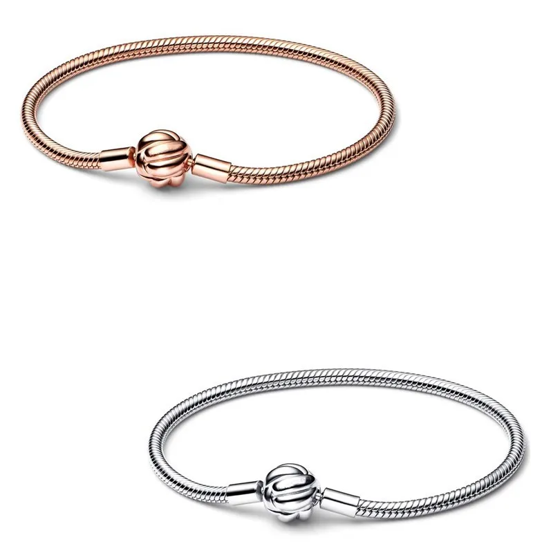 

Original Timeless Love Knot Snake Chain Bracelet Bangle Fit Women 925 Sterling Silver Bead Charm Fashion Jewelry