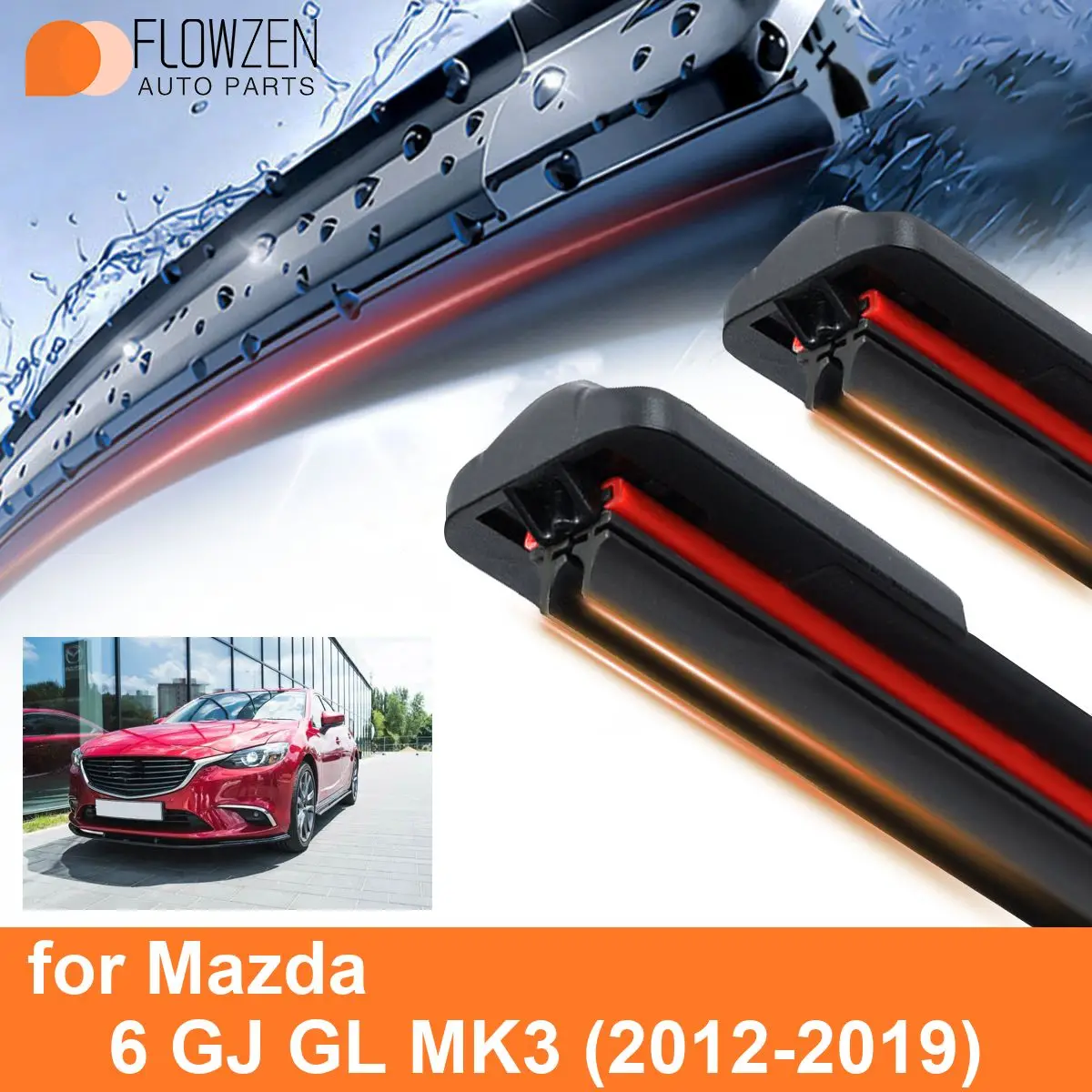 Car Windshield Wiper Blades for Mazda 6 GJ GL MK3 Double Rubber Frameless Bracketless WipersSoft Accessories