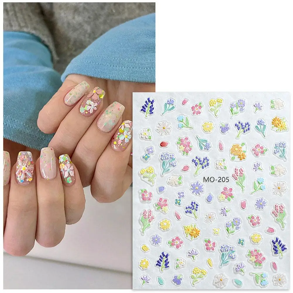 Colorful Sparkling Glass Fragment Spring Wildflowers Quality Decorations Nail High Flash Adhesive Design Stickers Art R4O4