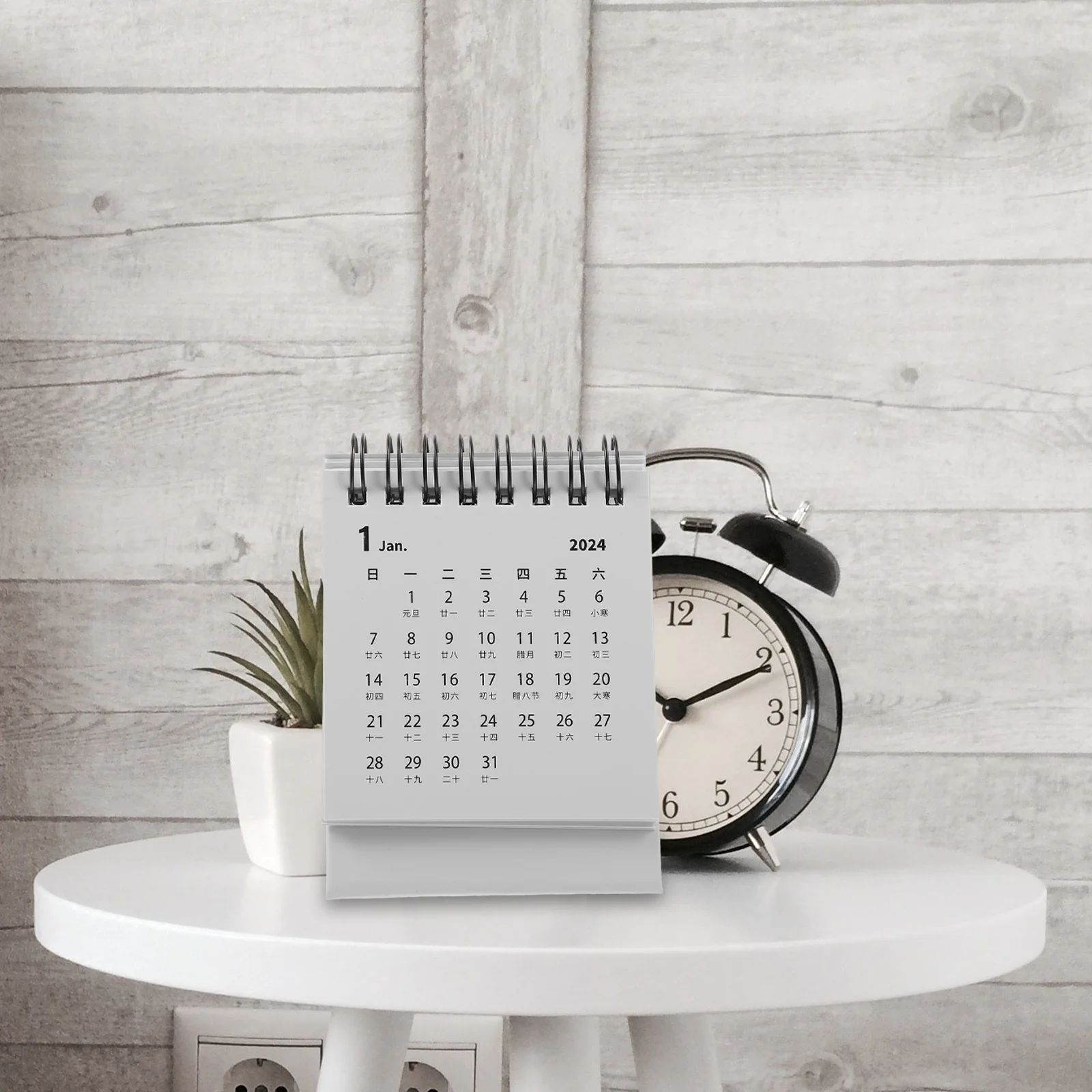 Mini-bureaukalender 2024, eenvoudige desktopplanner (Morandi Black) (20239- 202412 ) Kantoordecoratie Kleine kalenders Decoratief