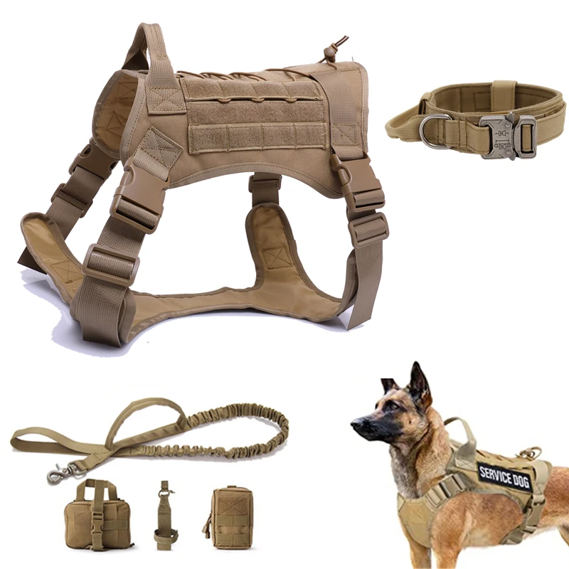 Tactical Military Vest K9 Pet Outdoor Training Vest Dog Harness and Leash Set With Collar for Medium Large Dogs German Shepherd