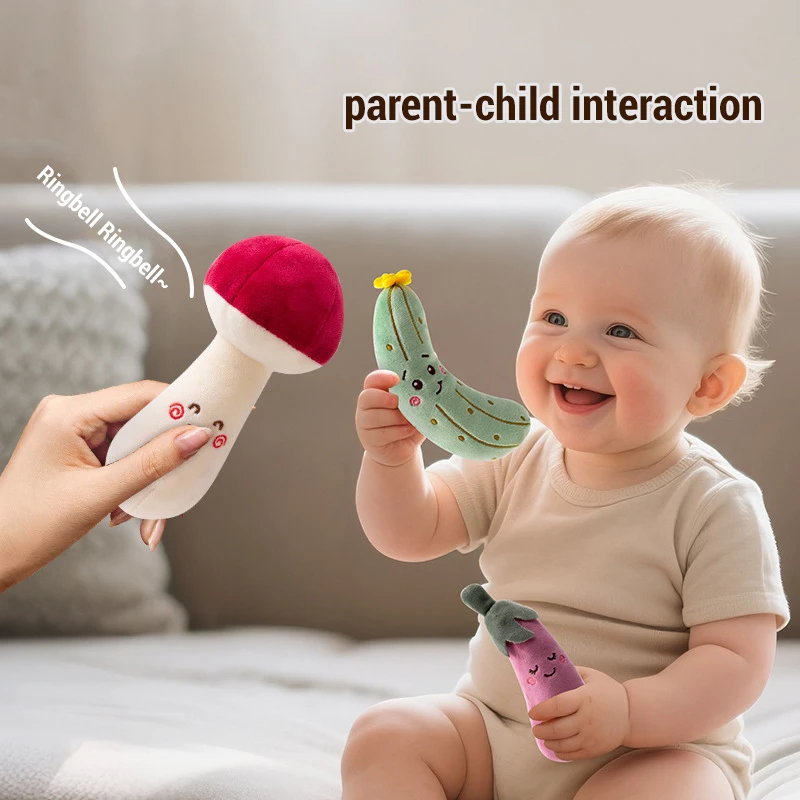 Baby Toy Cartoon Vegetables Fruits Hand Grip Toddler Toys Soft Stuffed Rattle Hand Grip Baby Toys Shaker Crinkle Sensory Toy