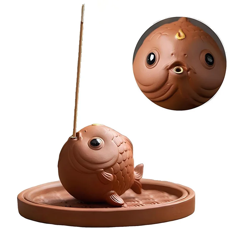 Purple Clay Koi Tea Pet Maintainable Small Ornaments Tea Table Wealth Attraction Desktop Decoration Mascot Tea Play