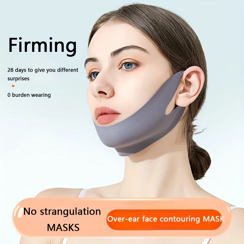 حزام شد الوجه على شكل حرف V قابل للتنفس وقابل لإعادة الاستخدام ومخفض الذقن المزدوج وحزام تحديد الوجه للنساء