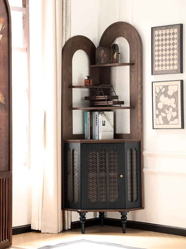

FG10*French retro all-solid wood corner cabinet, living room decoration storage, antique American locker
